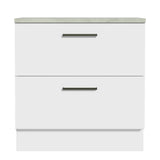 Mueble Inferior de Cocina Agata Blanco 80x84cm con Mesón de Madera y sin Estufa con 2 Cajones - MUEBLES INFERIORES DE COCINA | Bylmo