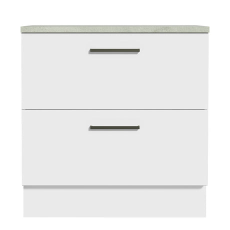 Mueble Inferior de Cocina Agata Blanco 80x84cm con Mesón de Madera y sin Estufa con 2 Cajones - MUEBLES INFERIORES DE COCINA | Bylmo