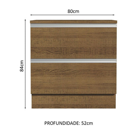 Mueble Inferior de Cocina Glamy Marron 80x84cm con Mesón de Madera y sin Estufa con 2 Cajones - MUEBLES INFERIORES DE COCINA | Bylmo