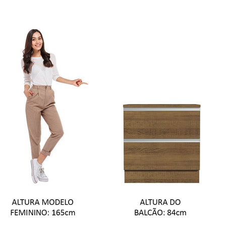 Mueble Inferior de Cocina Glamy Marron 80x84cm con Mesón de Madera y sin Estufa con 2 Cajones - MUEBLES INFERIORES DE COCINA | Bylmo