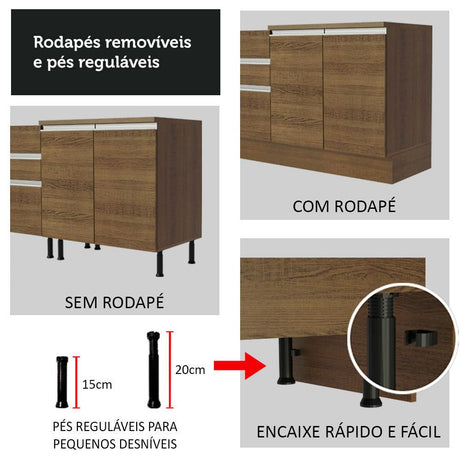 Mueble Inferior de Cocina Glamy Marron 80x84cm con Mesón de Madera y sin Estufa con 2 Cajones - MUEBLES INFERIORES DE COCINA | Bylmo