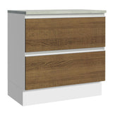 Mueble Inferior de Cocina Glamy Blanco y Marron 80x84cm con Mesón de Madera y sin Estufa con 2 Cajones - MUEBLES INFERIORES DE COCINA | Bylmo