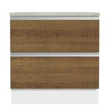 Mueble Inferior de Cocina Glamy Blanco y Marron 80x84cm con Mesón de Madera y sin Estufa con 2 Cajones - MUEBLES INFERIORES DE COCINA | Bylmo