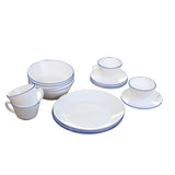 Juego de Vajillas de 16 Piezas Vitrocerámica Blanco y Azul 24x2.5cm para Cuatro Puestos con Acabado Brillante - VAJILLA | Bylmo