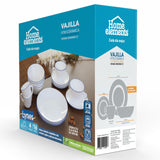 Juego de Vajillas de 16 Piezas Vitrocerámica Blanco y Azul 24x2.5cm para Cuatro Puestos con Acabado Brillante - VAJILLA | Bylmo