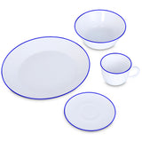 Juego de Vajillas de 16 Piezas Vitrocerámica Blanco y Azul 24x2.5cm para Cuatro Puestos con Acabado Brillante - VAJILLA | Bylmo