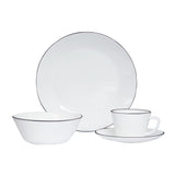 Juego de Vajillas de 16 Piezas Vitrocerámica Blanco y Negro 24x2.5cm para Cuatro Puestos con Acabado Brillante - VAJILLA | Bylmo