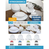 Juego de Vajillas de 16 Piezas Vitrocerámica Blanco y Negro 24x2.5cm para Cuatro Puestos con Acabado Brillante - VAJILLA | Bylmo