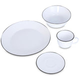 Juego de Vajillas de 16 Piezas Vitrocerámica Blanco y Negro 24x2.5cm para Cuatro Puestos con Acabado Brillante - VAJILLA | Bylmo