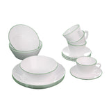 Juego de Vajillas de 16 Piezas Vitrocerámica Blanco y Verde 24x2.5cm para Cuatro Puestos con Acabado Brillante - VAJILLA | Bylmo