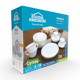 Juego de Vajillas de 16 Piezas Vitrocerámica Blanco y Verde 24x2.5cm para Cuatro Puestos con Acabado Brillante - VAJILLA | Bylmo