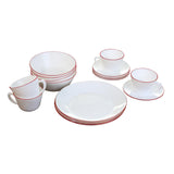 Juego de Vajillas de 16 Piezas Vitrocerámica Blanco y rojo 24x2.5cm para Cuatro Puestos con Acabado Brillante - VAJILLA | Bylmo