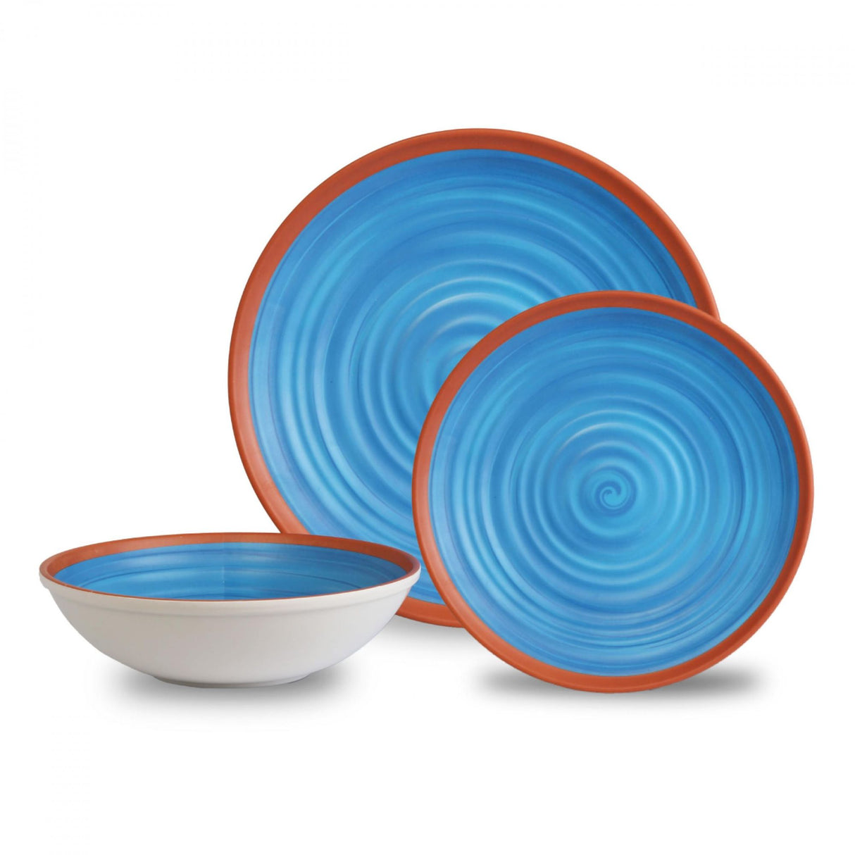 Juego de Vajillas de 12 Piezas Vitrocerámica Azul 25x2.5cm para Cuatro Puestos con Acabado Mate - VAJILLA | Bylmo