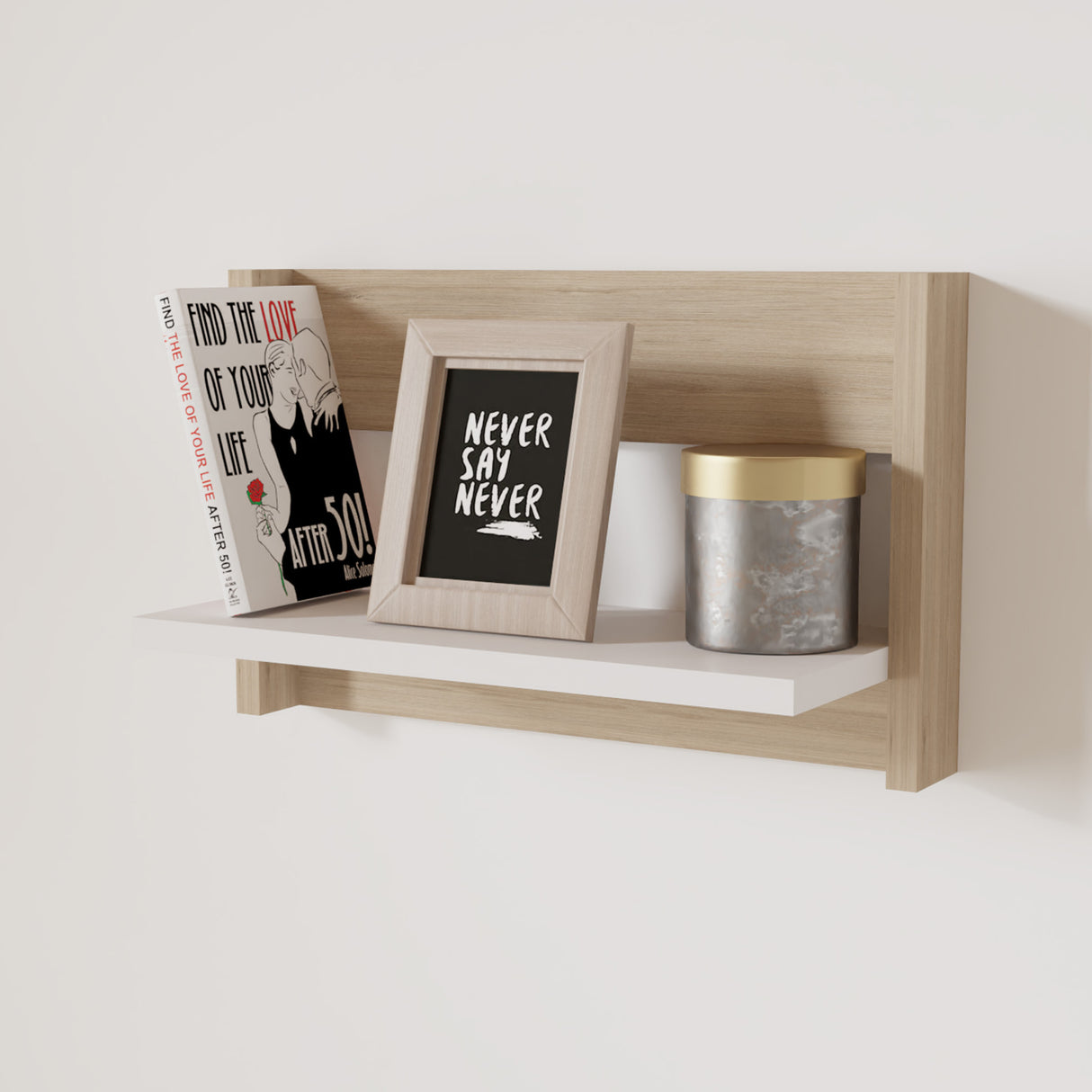 Repisa Arena y Blanco 38x23cm Flotante Rectangular - REPISAS | Bylmo