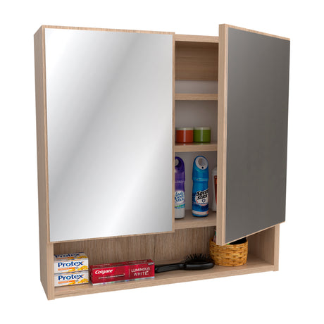 Gabinete de Baño Cuadrado Arena 60x60cm con Espejo y Tres Entrepaños - GABINETES DE BANHO | Bylmo