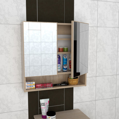 Gabinete de Baño Cuadrado Arena 60x60cm con Espejo y Tres Entrepaños - GABINETES DE BANHO | Bylmo