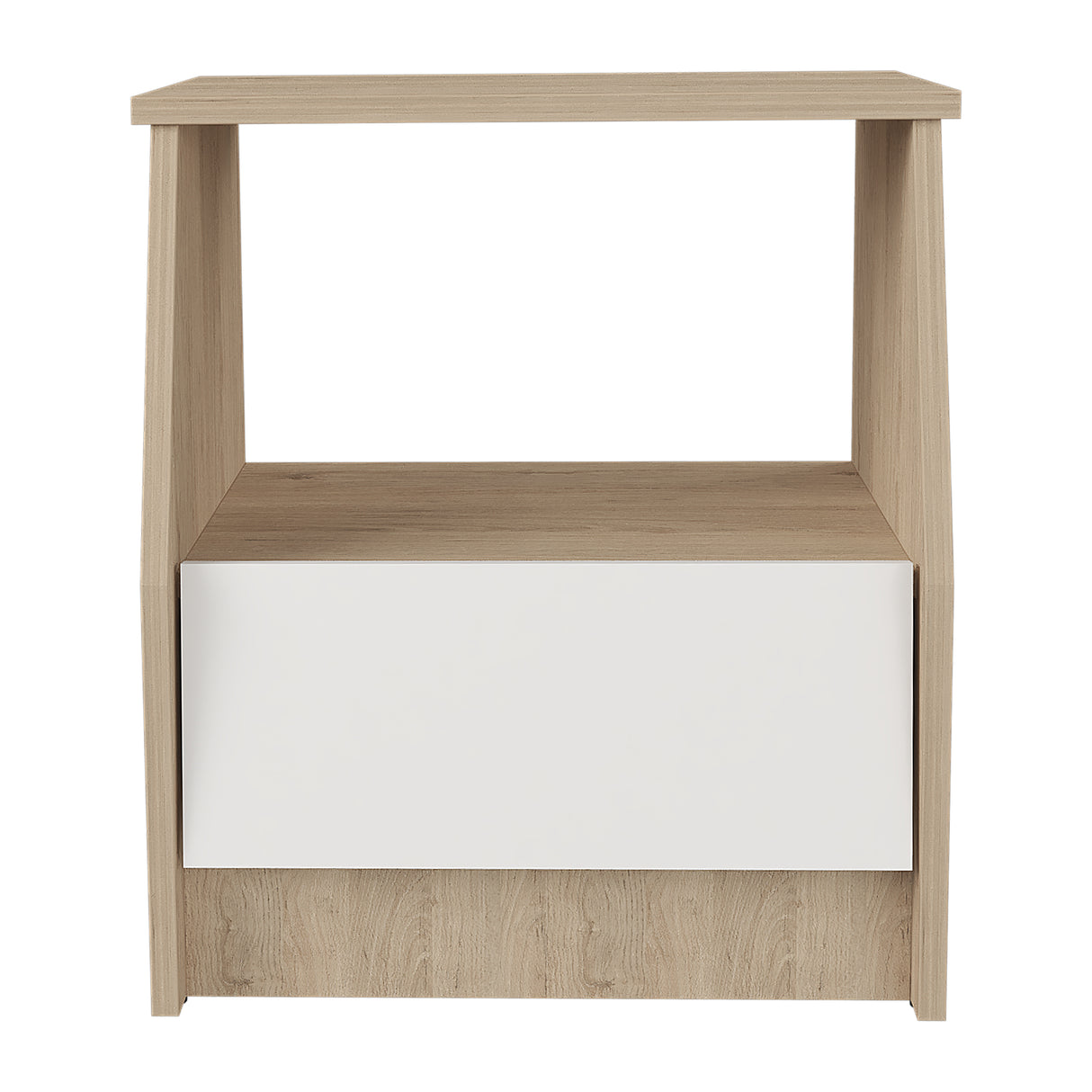 Mesa de Noche Arena y Blanco 45x50cm con Dos Entrepaños y con Patas - MESAS DE NOCHE | Bylmo