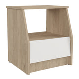 Mesa de Noche Arena y Blanco 45x50cm con Dos Entrepaños y con Patas - MESAS DE NOCHE | Bylmo