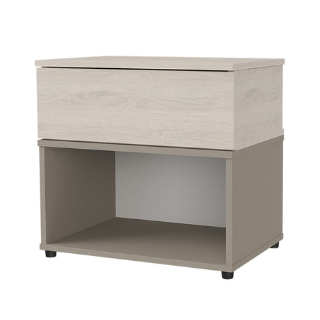 Mesa de Noche Chantilli y Taupe 53x50cm con Dos Entrepaños y con Patas - MESAS DE NOCHE | Bylmo