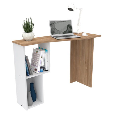 Escritorio Amaretto y Blanco 100x74cm con Organizador de Libros - ESCRITORIOS | Bylmo