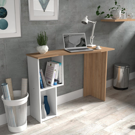 Escritorio Amaretto y Blanco 100x74cm con Organizador de Libros - ESCRITORIOS | Bylmo