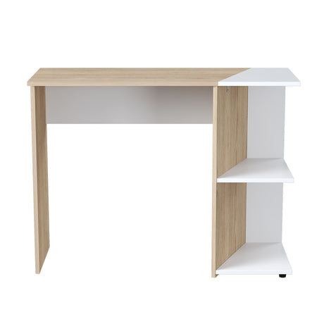 Escritorio Arena y Blanco 100x75cm con Organizador de Libros y un Entrepaño - ESCRITORIOS | Bylmo