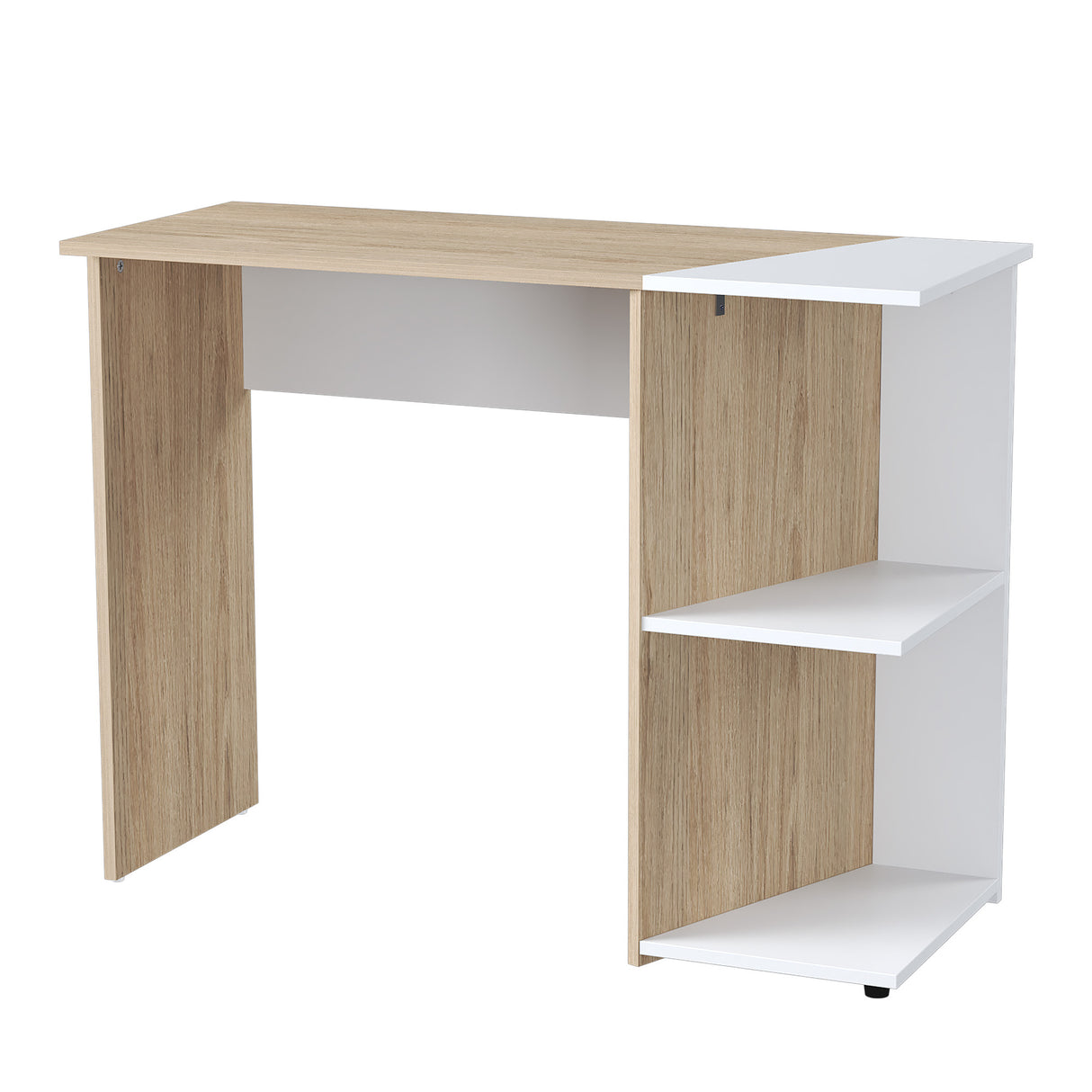 Escritorio Arena y Blanco 100x75cm con Organizador de Libros y un Entrepaño - ESCRITORIOS | Bylmo