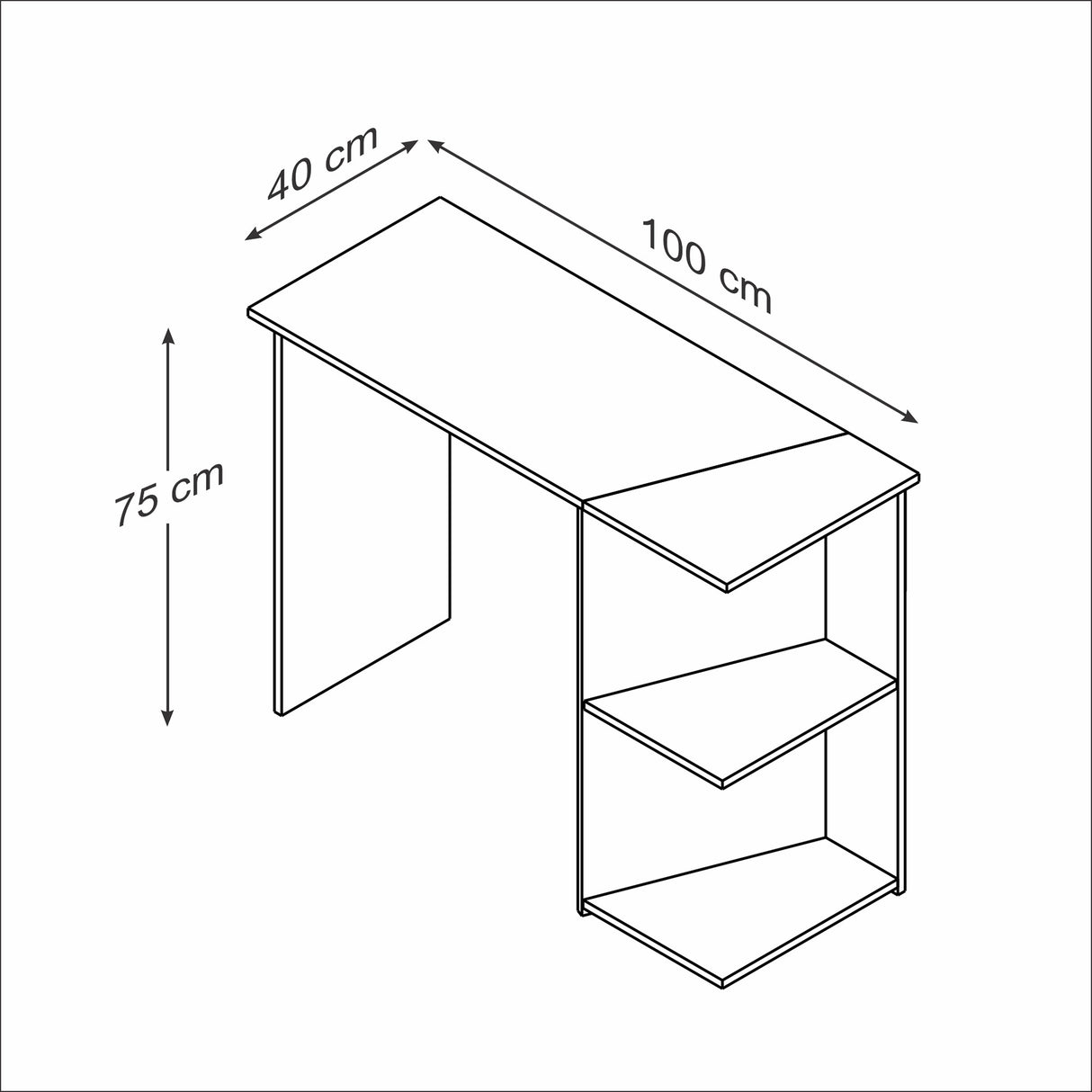 Escritorio Arena y Blanco 100x75cm con Organizador de Libros y un Entrepaño - ESCRITORIOS | Bylmo