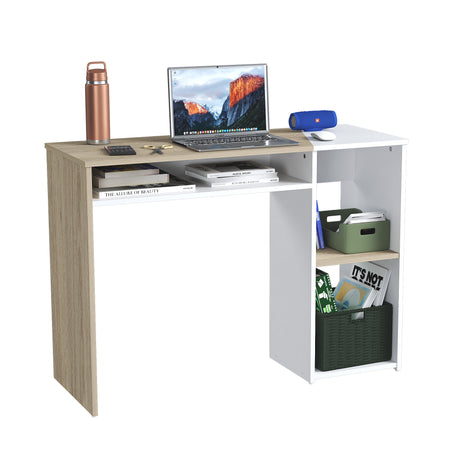 Escritorio Arena y Blanco 100x75cm con Organizador de Libros - ESCRITORIOS | Bylmo