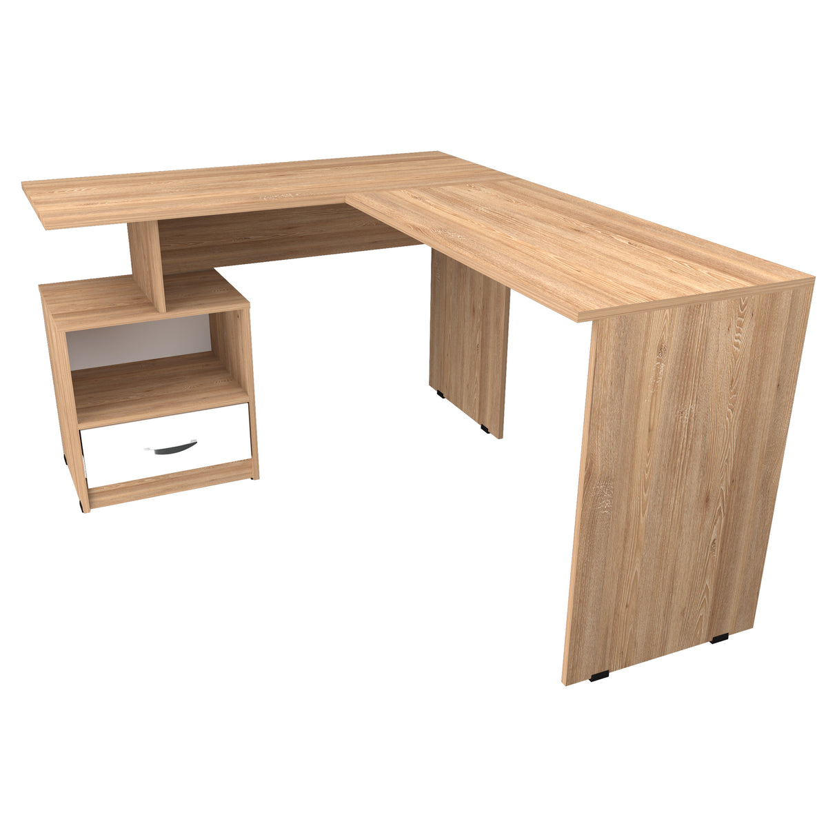 Estación de Trabajo Amaretto y Blanco 150x75cm con Organizador de Libros - ESCRITORIOS | Bylmo