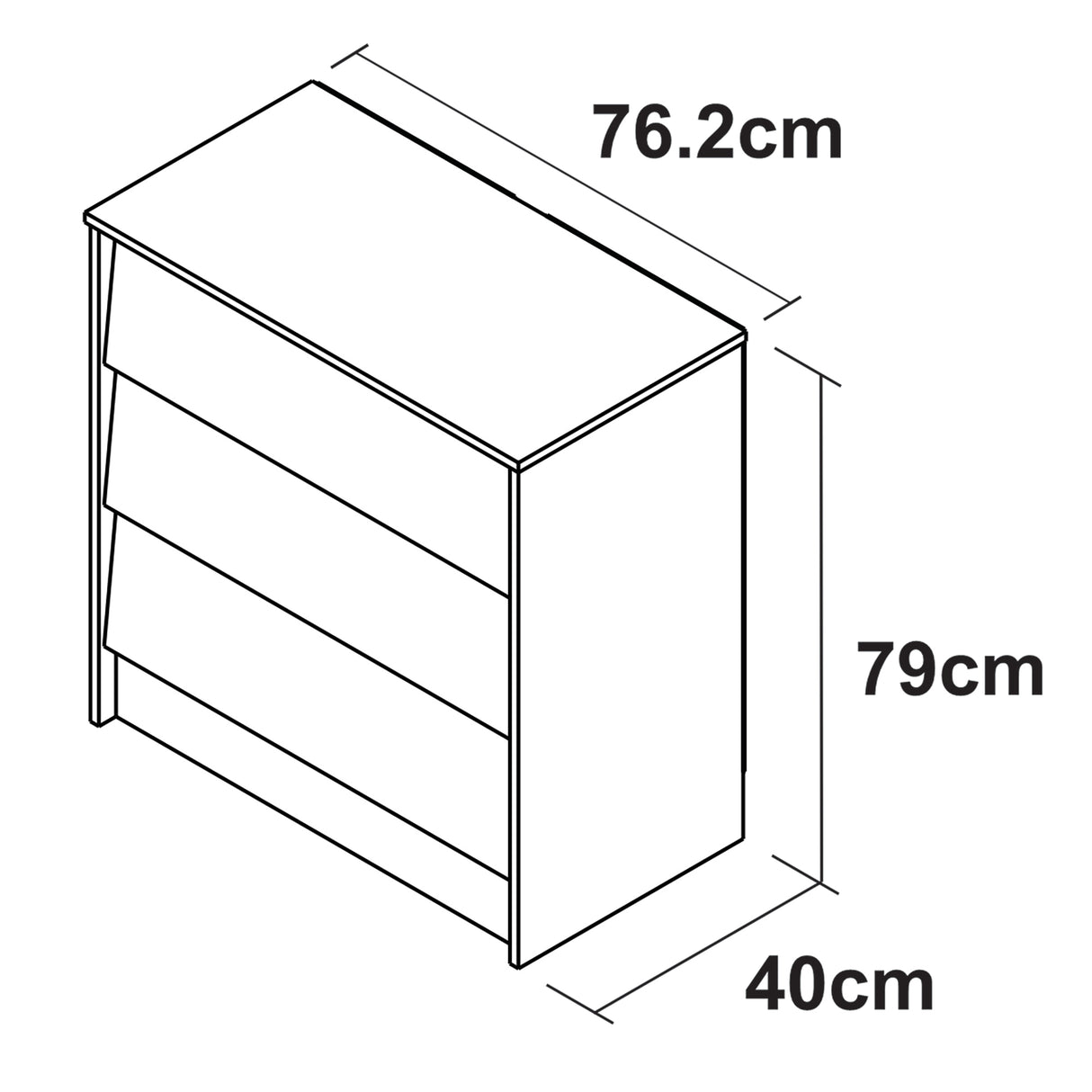 Cómoda Arena y Blanco 76x79cm con Tres Cajones - CAJONERAS Y COMODAS | Bylmo
