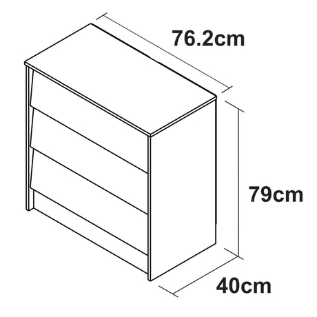 Cómoda Arena y Blanco 76x79cm con Tres Cajones - CAJONERAS Y COMODAS | Bylmo