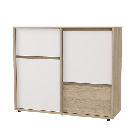 Cómoda Arena y Blanco 110x93cm con Dos Cajones y con Patas - CAJONERAS Y COMODAS | Bylmo