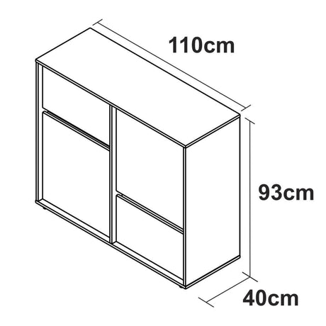 Cómoda Arena y Blanco 110x93cm con Dos Cajones y con Patas - CAJONERAS Y COMODAS | Bylmo