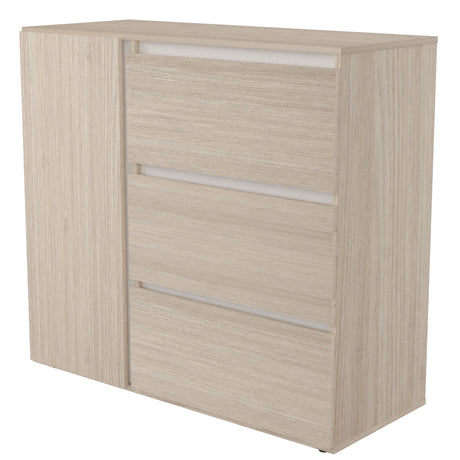 Cómoda Arena y Blanco 100x91cm con Tres Cajones y con Patas - CAJONERAS Y COMODAS | Bylmo