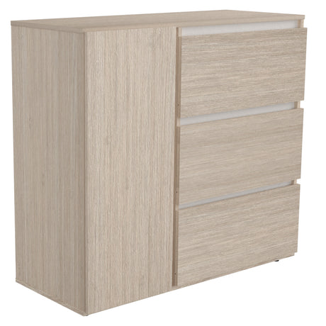 Cómoda Arena y Blanco 100x91cm con Tres Cajones y con Patas - CAJONERAS Y COMODAS | Bylmo