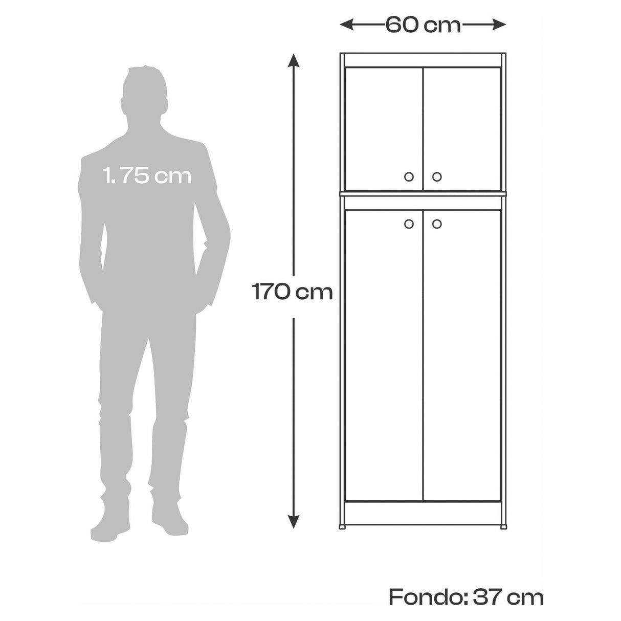Alacena Blanco y Tribeca 60x170cm sin Cajones - ALACENAS Y MUEBLES MICROONDAS | Bylmo