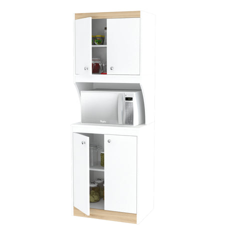 Alacena Blanco y Tribeca 60x170cm sin Cajones y con Espacio para Microondas - ALACENAS Y MUEBLES MICROONDAS | Bylmo