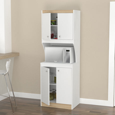 Alacena Blanco y Tribeca 60x170cm sin Cajones y con Espacio para Microondas - ALACENAS Y MUEBLES MICROONDAS | Bylmo