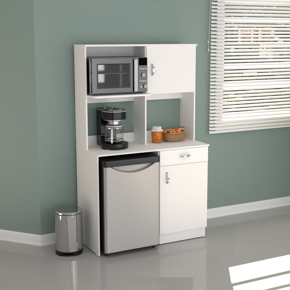 Alacena Blanco 110x179cm con Un Cajón y con Espacio para Microondas - ALACENAS Y MUEBLES MICROONDAS | Bylmo