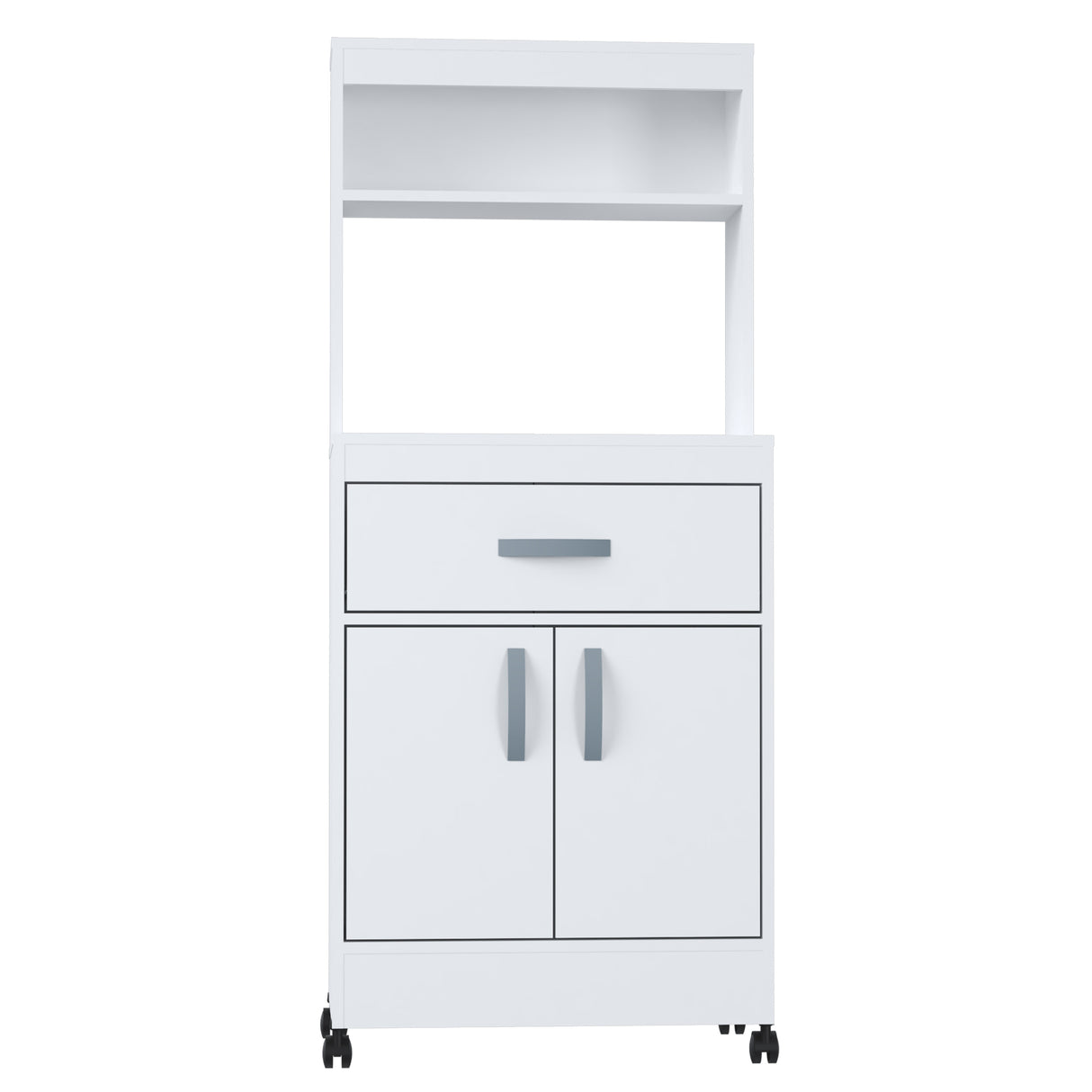 Gabinete de Cocina Blanco 60x143cm con Un Cajón con Espacio para Microondas y con Ruedas - ALACENAS Y MUEBLES MICROONDAS | Bylmo