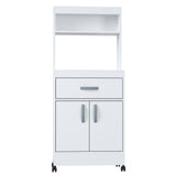 Gabinete de Cocina Blanco 60x143cm con Un Cajón con Espacio para Microondas y con Ruedas - ALACENAS Y MUEBLES MICROONDAS | Bylmo