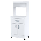 Gabinete de Cocina Blanco 60x143cm con Un Cajón con Espacio para Microondas y con Ruedas - ALACENAS Y MUEBLES MICROONDAS | Bylmo