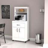 Gabinete de Cocina Blanco 60x143cm con Un Cajón con Espacio para Microondas y con Ruedas - ALACENAS Y MUEBLES MICROONDAS | Bylmo