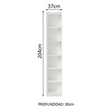 Estantería Blanco 37x204cm con Seis Compartimientos - BIBLIOTECAS Y ESTANTERIAS | Bylmo