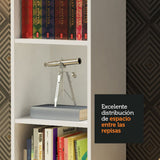 Estantería Blanco 37x204cm con Seis Compartimientos - BIBLIOTECAS Y ESTANTERIAS | Bylmo