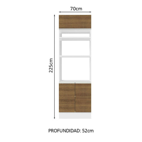 Módulo Para Microondas Glamy Blanco y Marron 70x225cm con Tres Puertas - ALACENAS Y MUEBLES MICROONDAS | Bylmo