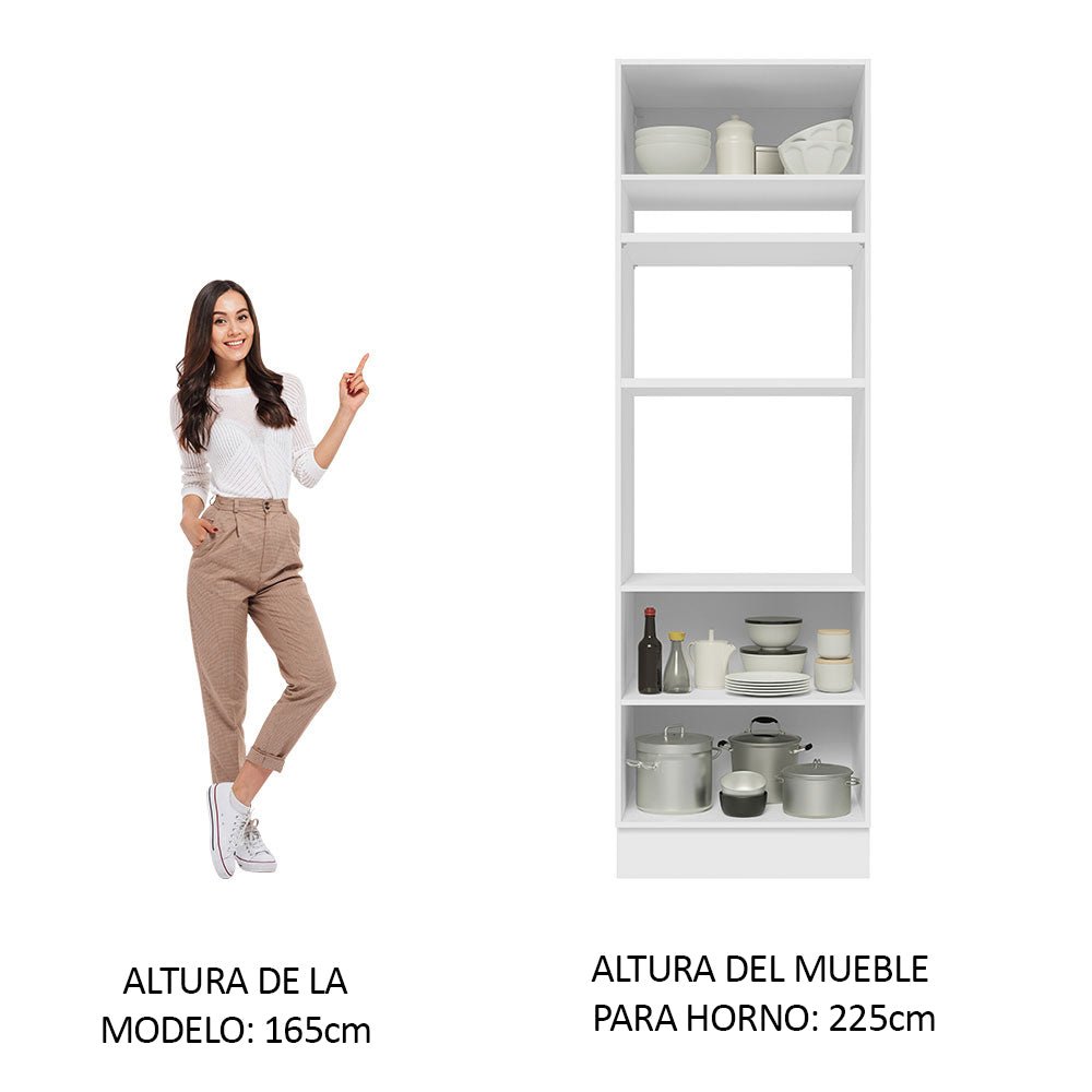 Módulo Para Microondas Glamy Blanco y Marron 70x225cm con Tres Puertas - ALACENAS Y MUEBLES MICROONDAS | Bylmo
