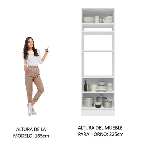 Módulo Para Microondas Glamy Blanco y Marron 70x225cm con Tres Puertas - ALACENAS Y MUEBLES MICROONDAS | Bylmo
