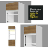 Módulo Para Microondas Glamy Blanco y Marron 70x225cm con Tres Puertas - ALACENAS Y MUEBLES MICROONDAS | Bylmo